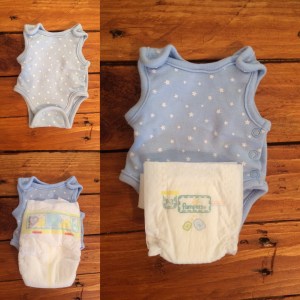 Pampers P3 and size 0 nappy in comparison to preemie 3lb vest